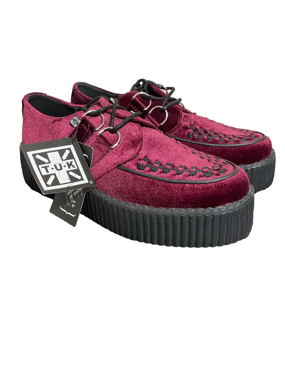 Nwtβs T.U.K. Viva Mondo Burgundy Velvet Platform Creepers Size 9
